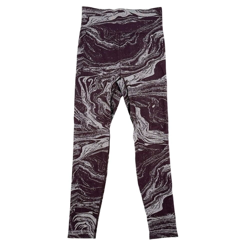 Athleta Marble Shine Seamless Tight Leggings Medium Maroon Activewear High‎ Rise